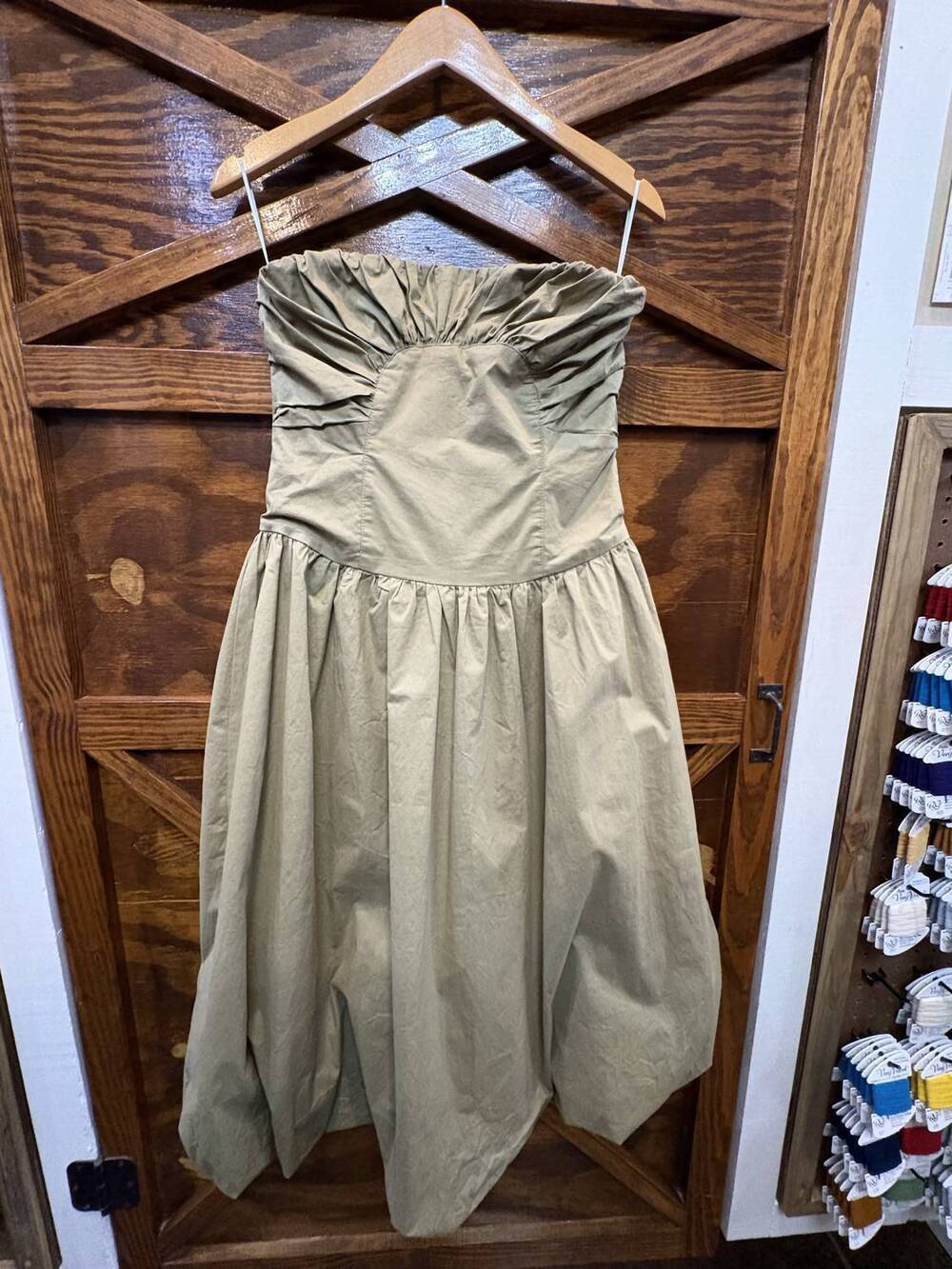 NEW LENA women's bubble midi dress in olive